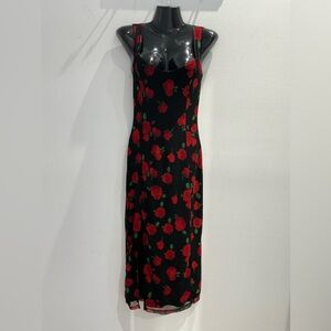 Floral Black and Red Dress